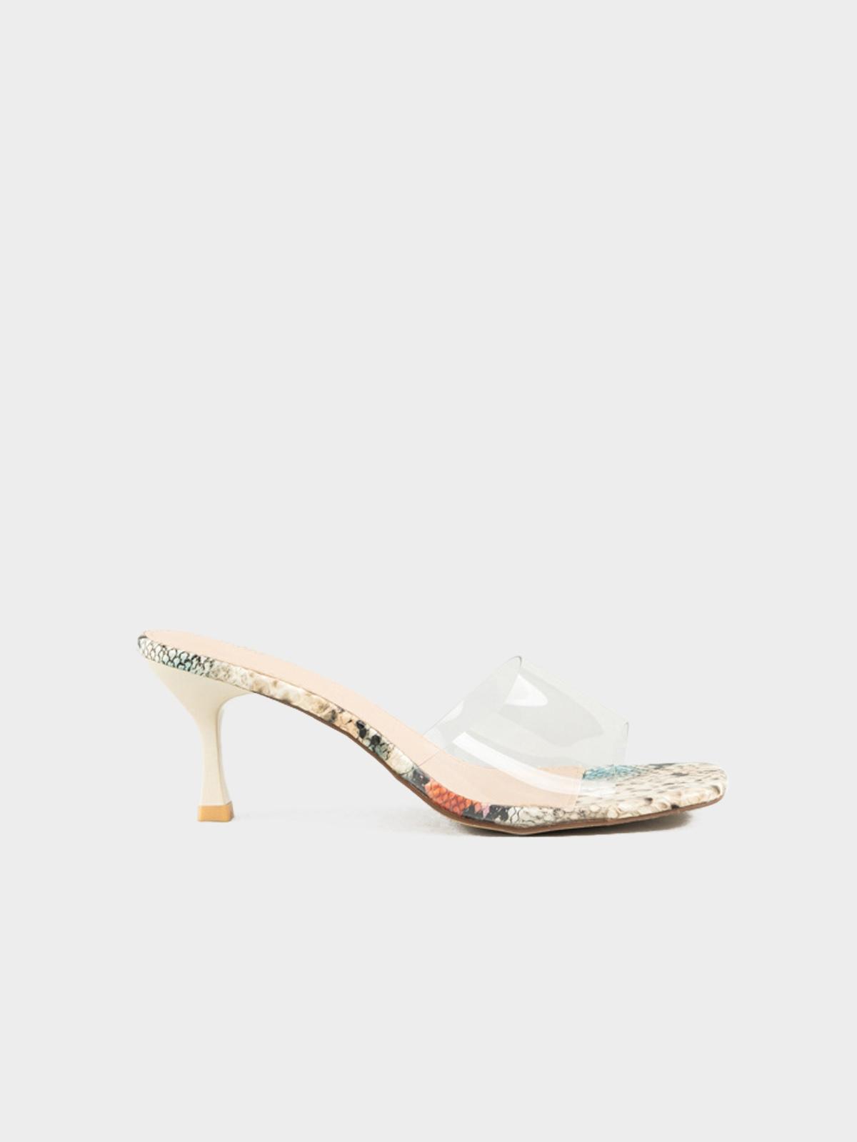 Clear Vinyl With Faux Snake Heel Slide - Blue