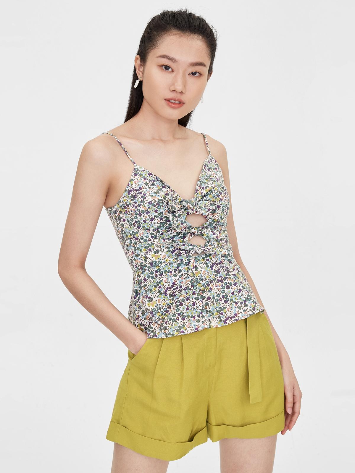 Cut Out Bow Tie Detail Cami - Green
