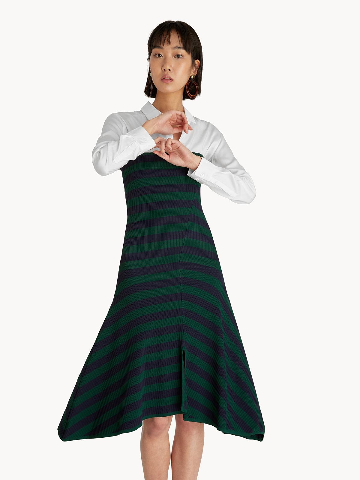 Two Tone Ribbed Strapless Dress - Green