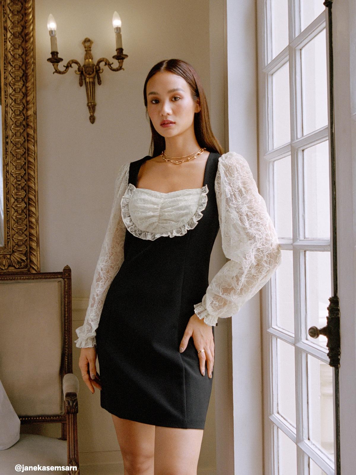 Mini Sweetheart Neck Dress - Black