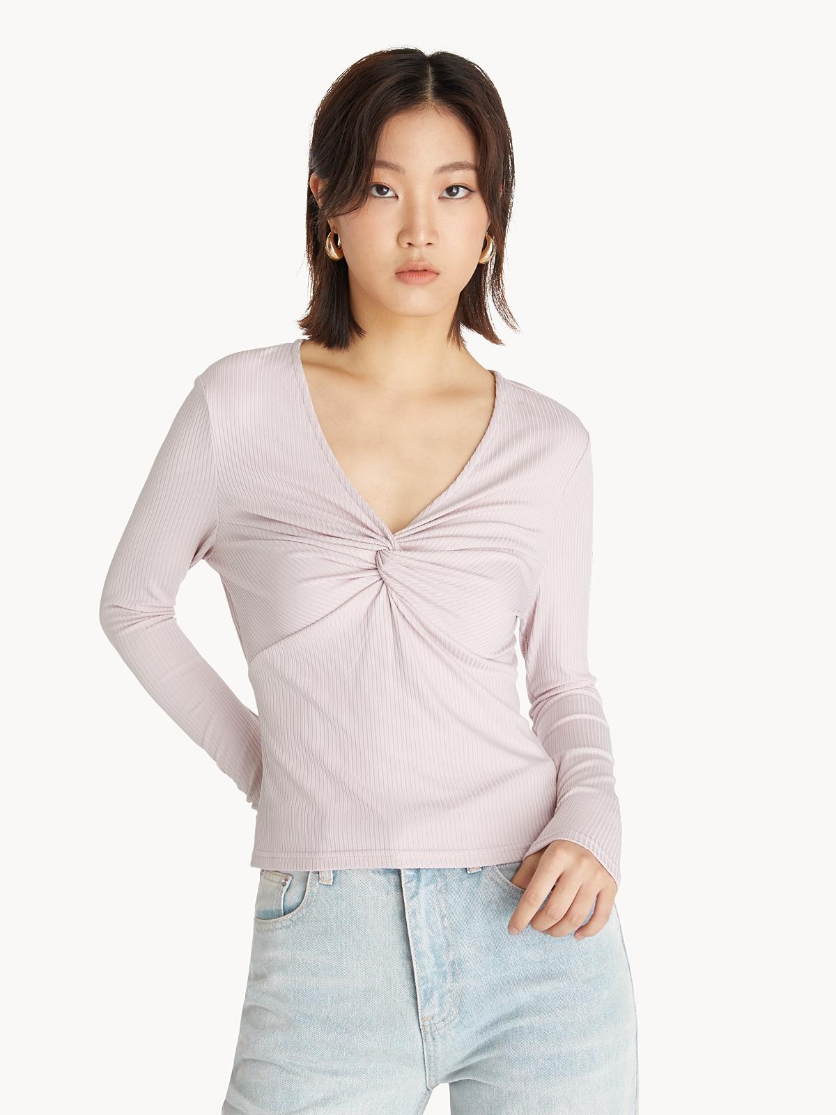 Ribbed Knot Top - Light Pink
