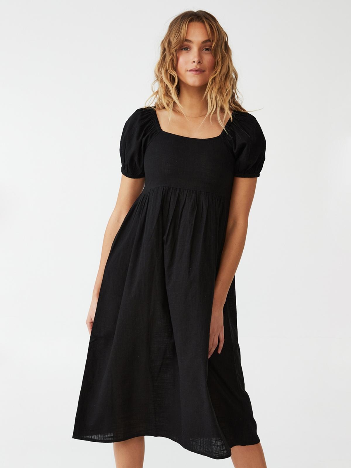 Woven Petite Mariah Midi Dress - Black