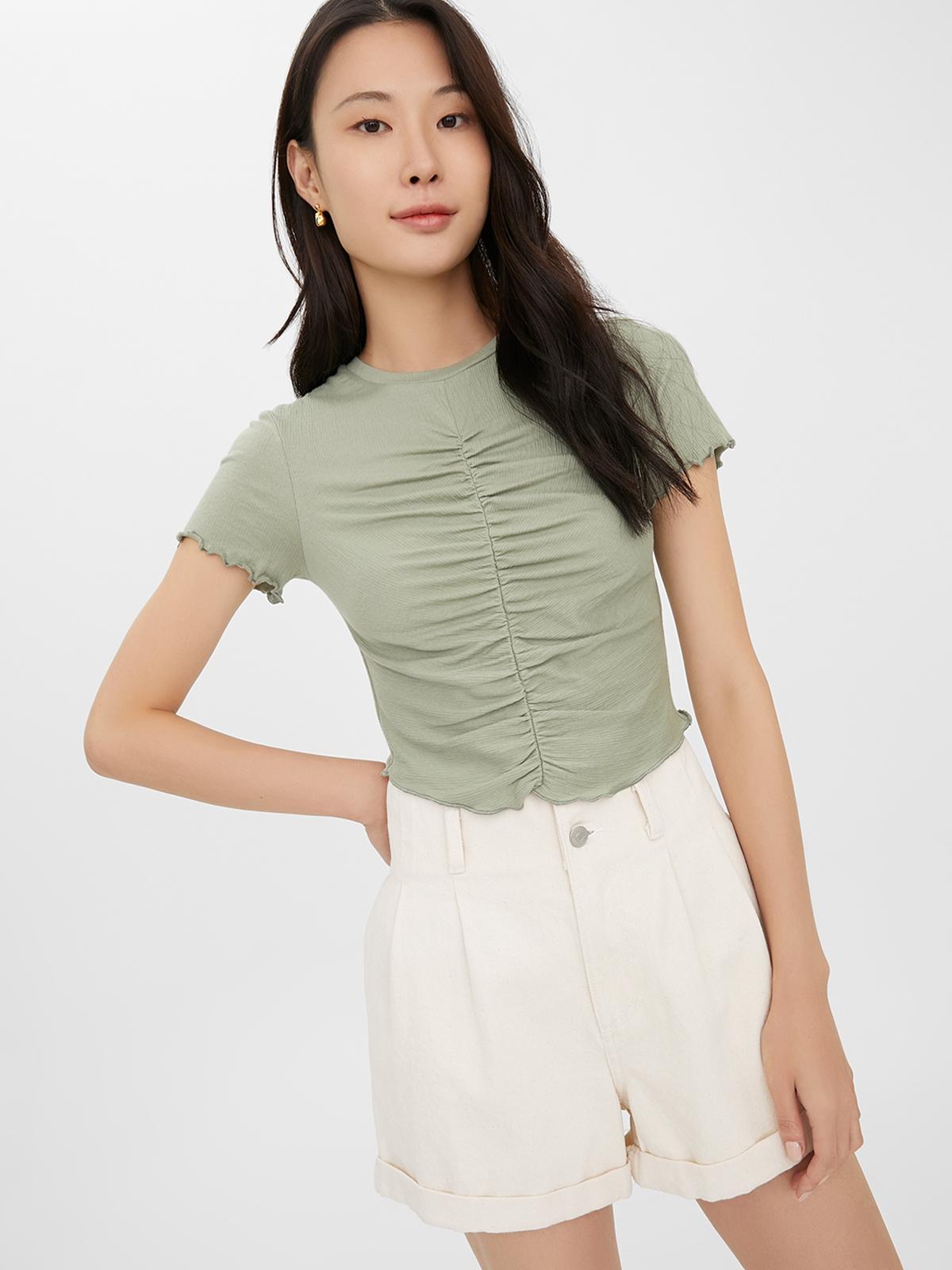 Sustainable Ruched Bust Crop Top - Green