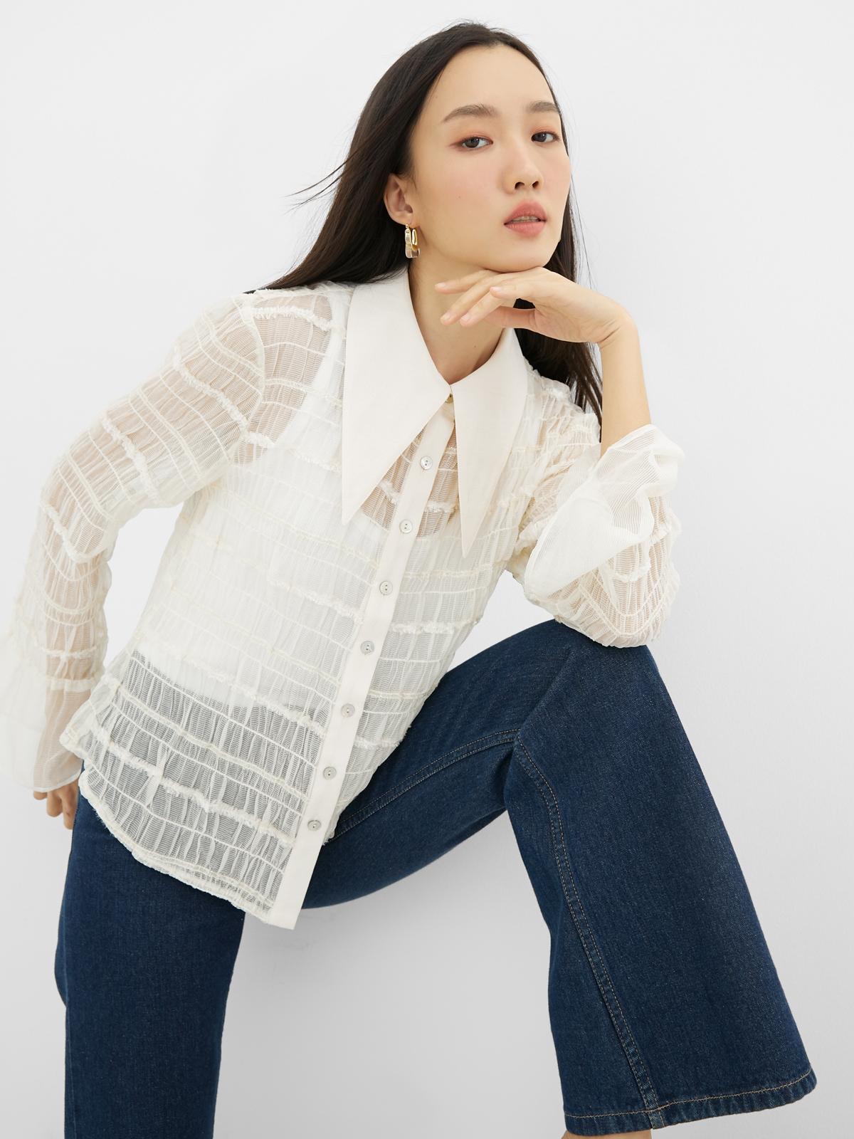 Janesuda x Pomelo Tiered Long Sleeve Top - Beige Janesuda x Pomelo Tiered Long Sleeve Top - Beige