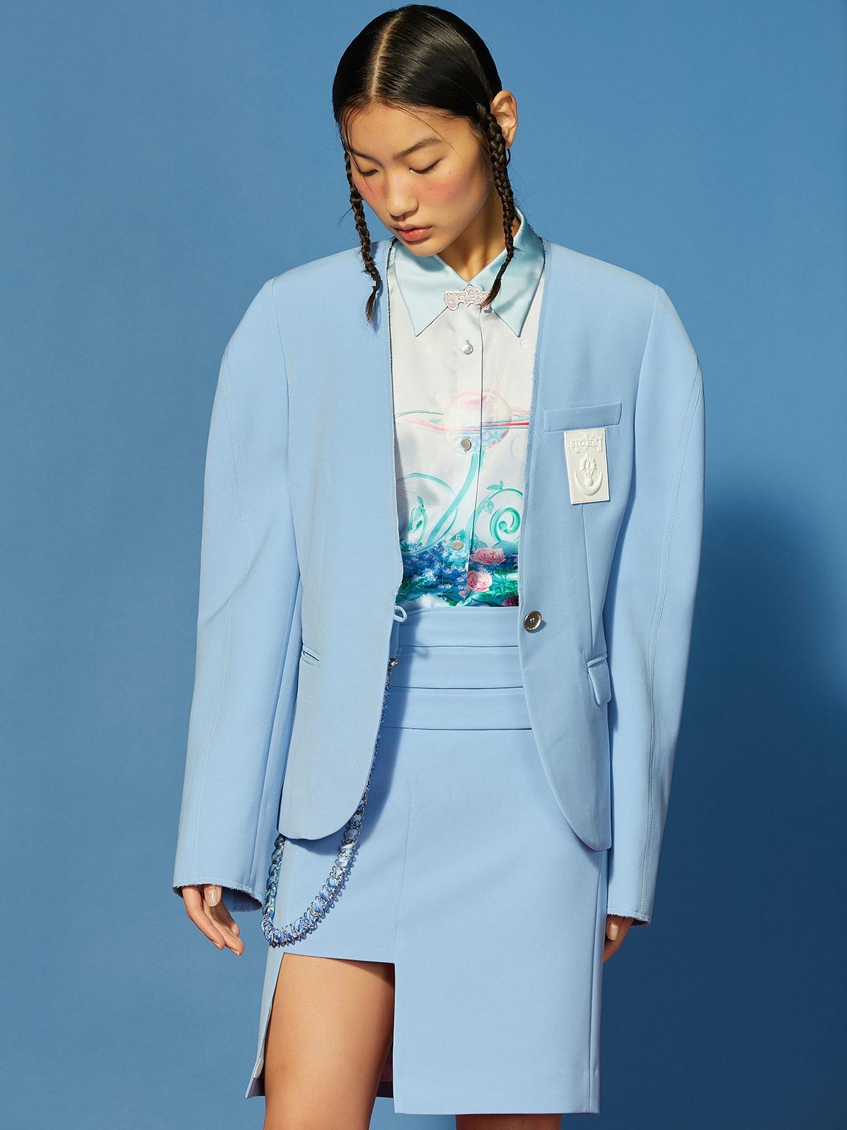 Chain Belt Skirt - Blue