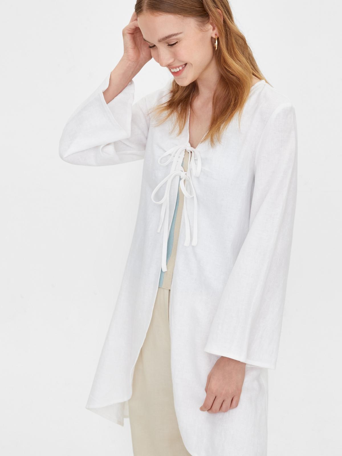 Purpose Bow Front Tie Kimono - White