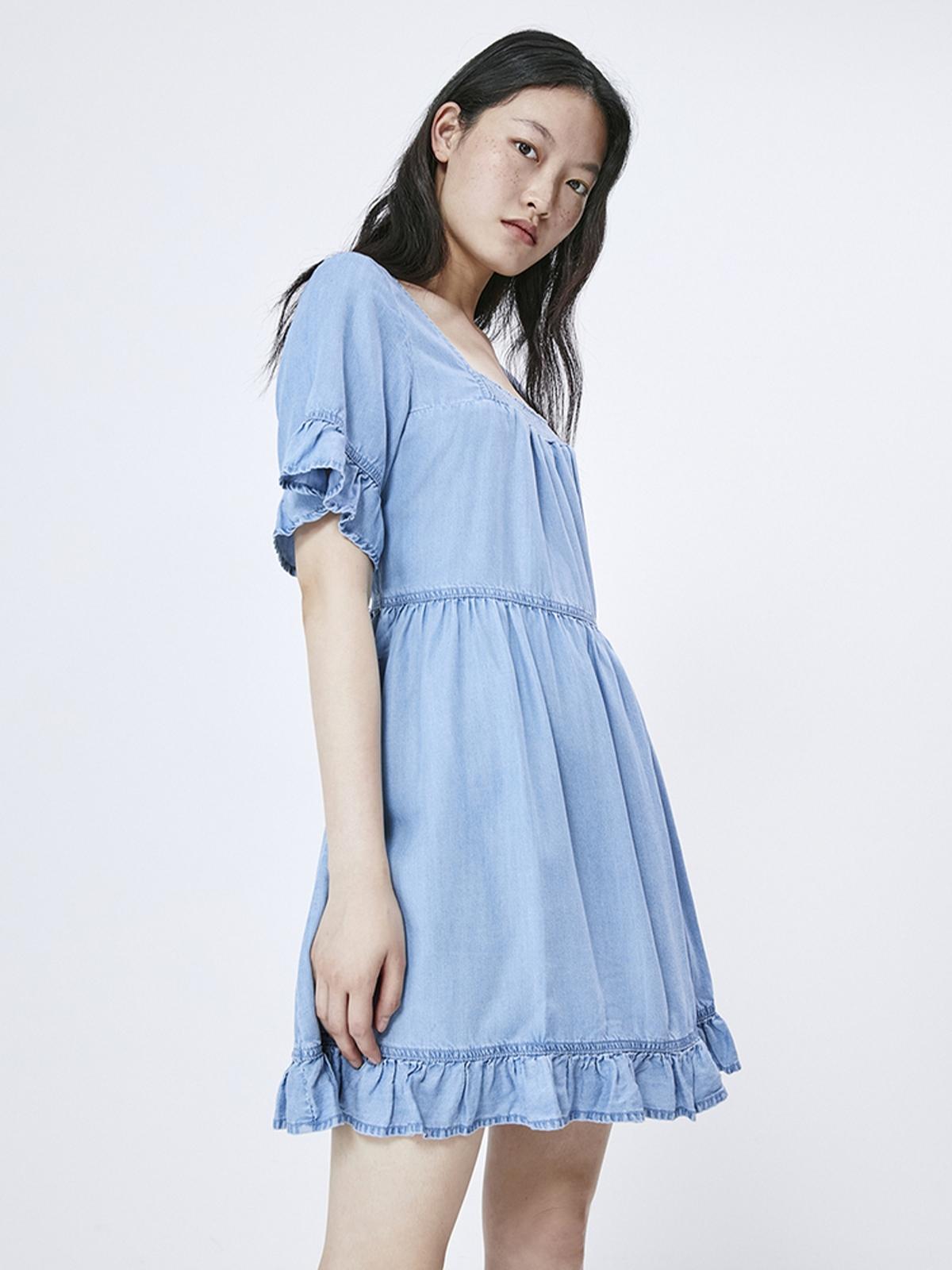 Denim Mini Dress - Blue
