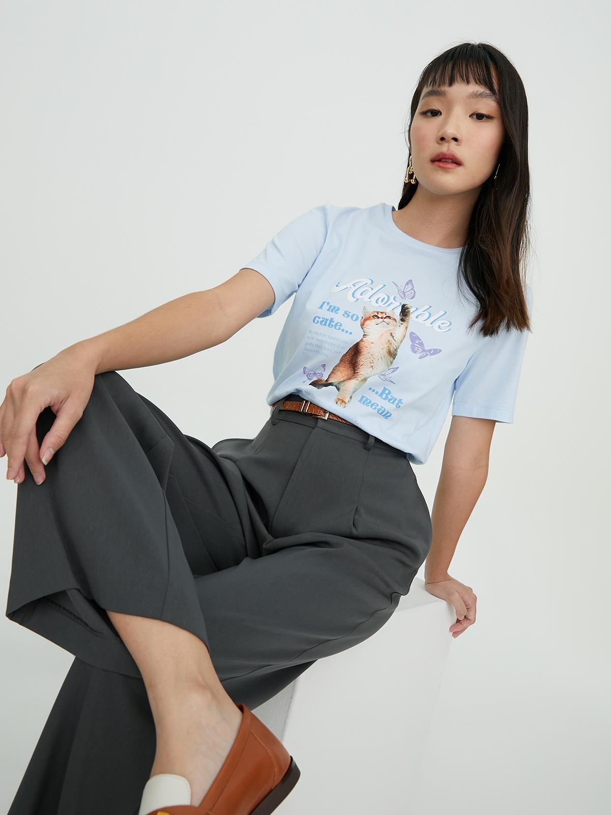 Sustainable Adorable Graphic Tee - Baby Blue