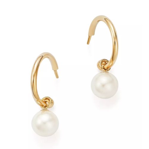 Bloomingdale's Fine Collection Cultured Freshwater Pearl Huggie Hoop Earrings in 14K Yellow Gold, 6mm