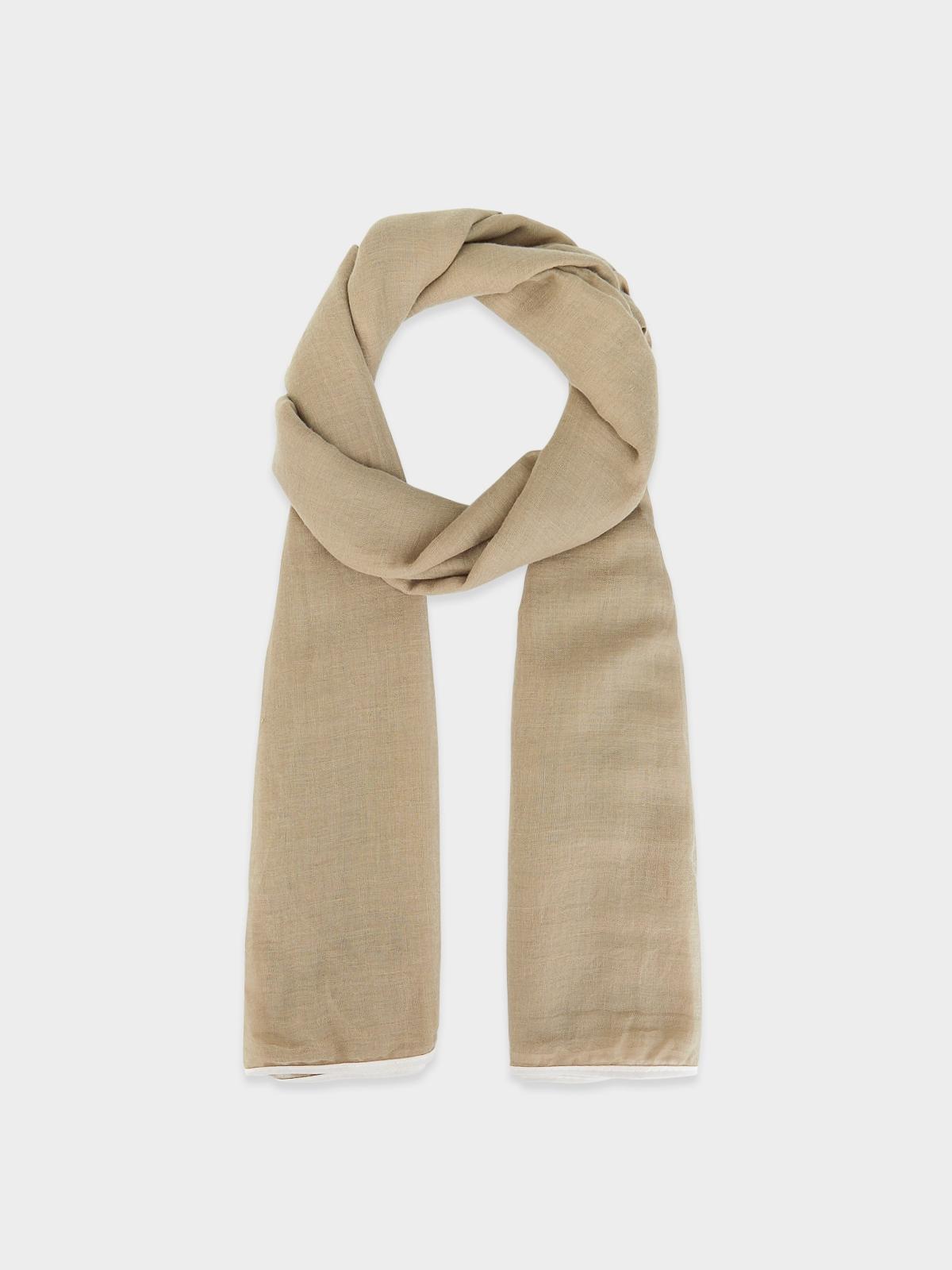 Beach Rim Side Rectangle Scarf - Beige