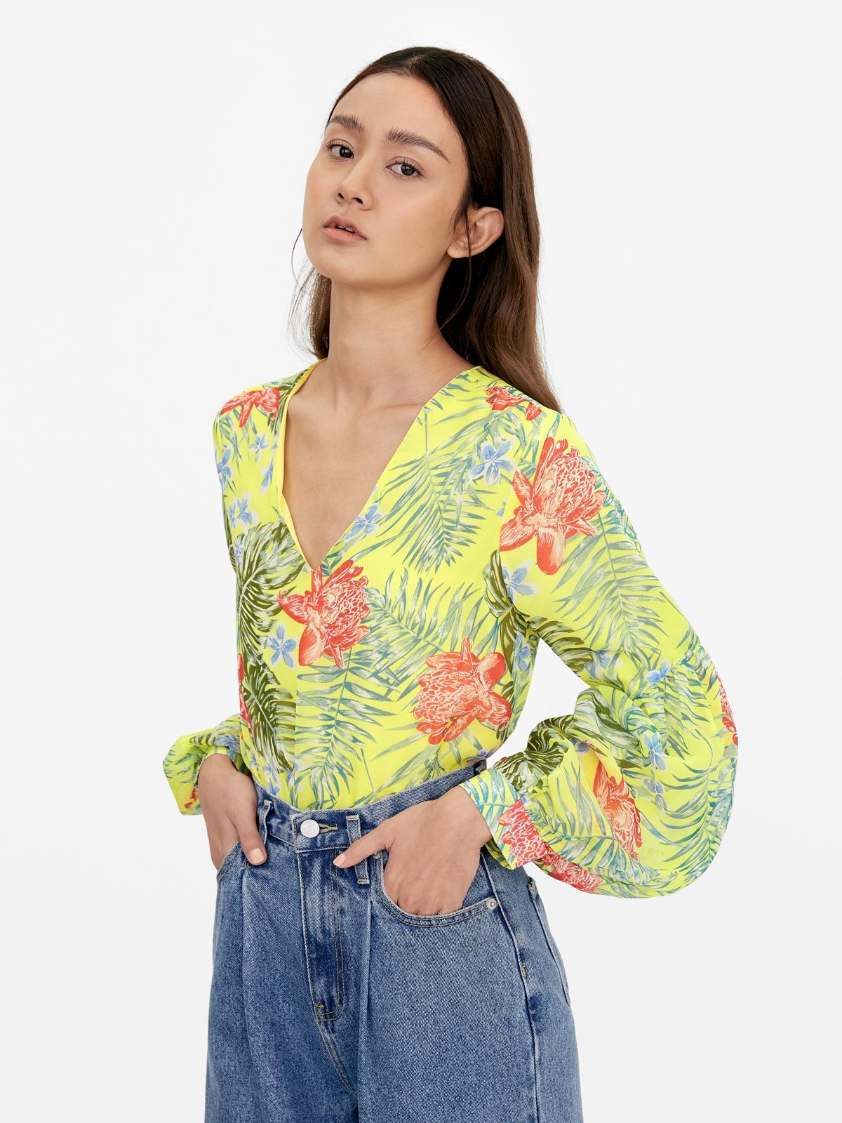 Hawaiian Print Bodysuit - Yellow