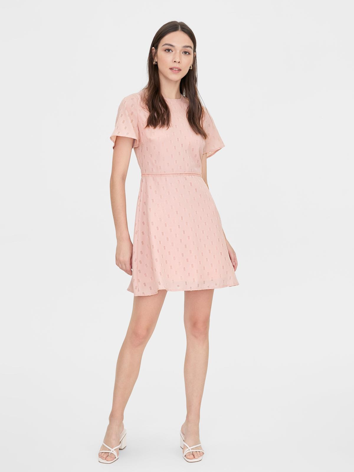 Semi Sheer Butterfly Sleeves Dress - Pink