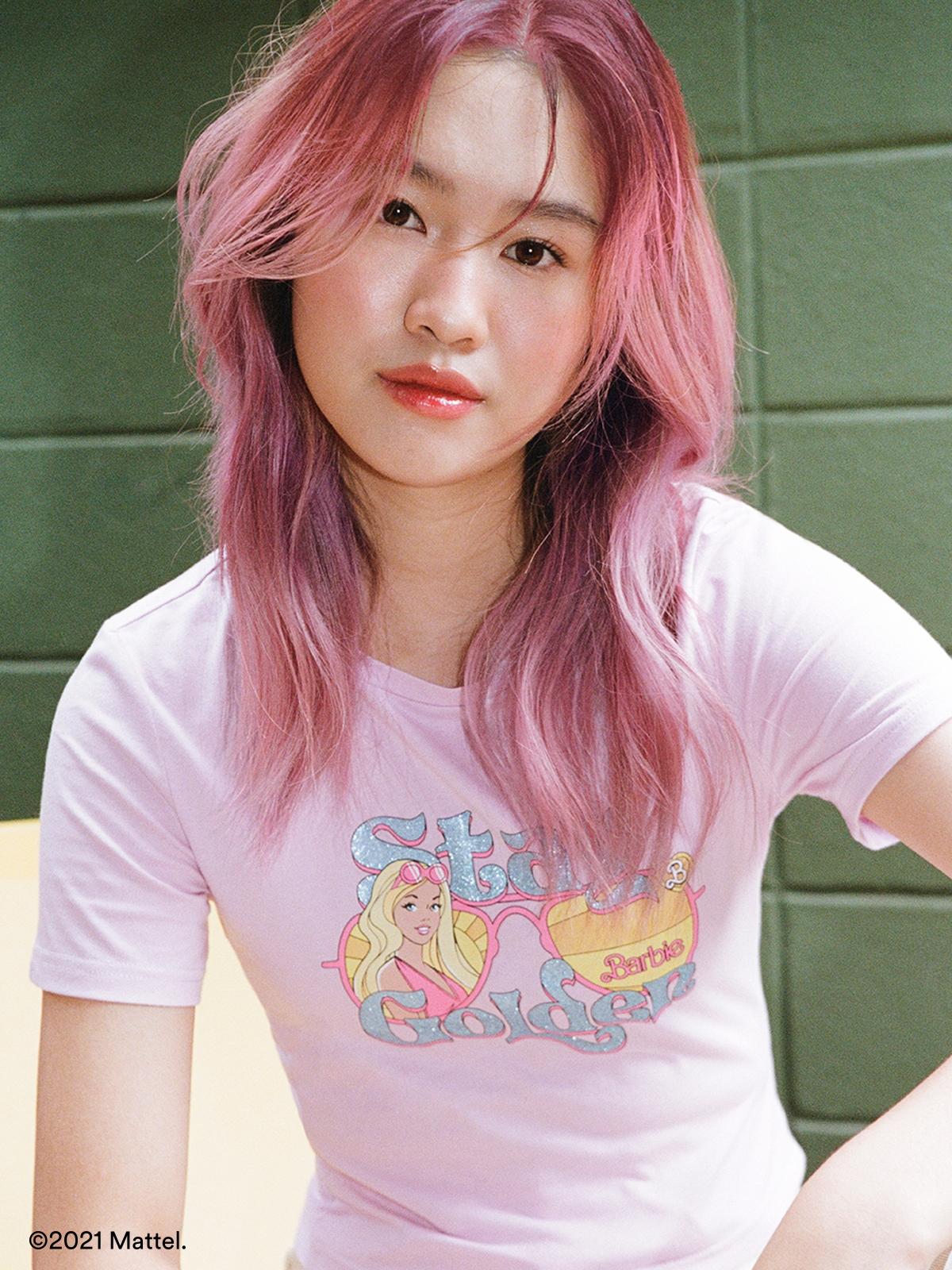 Barbie™ x Pomelo Glitter Stay Golden Graphic Tee - Purple