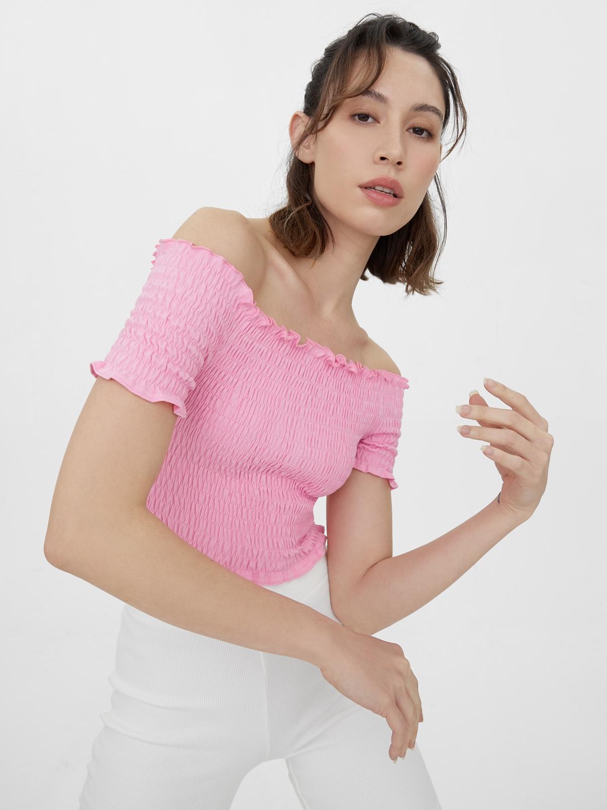 Smock Cold Shoulder Top - Pink