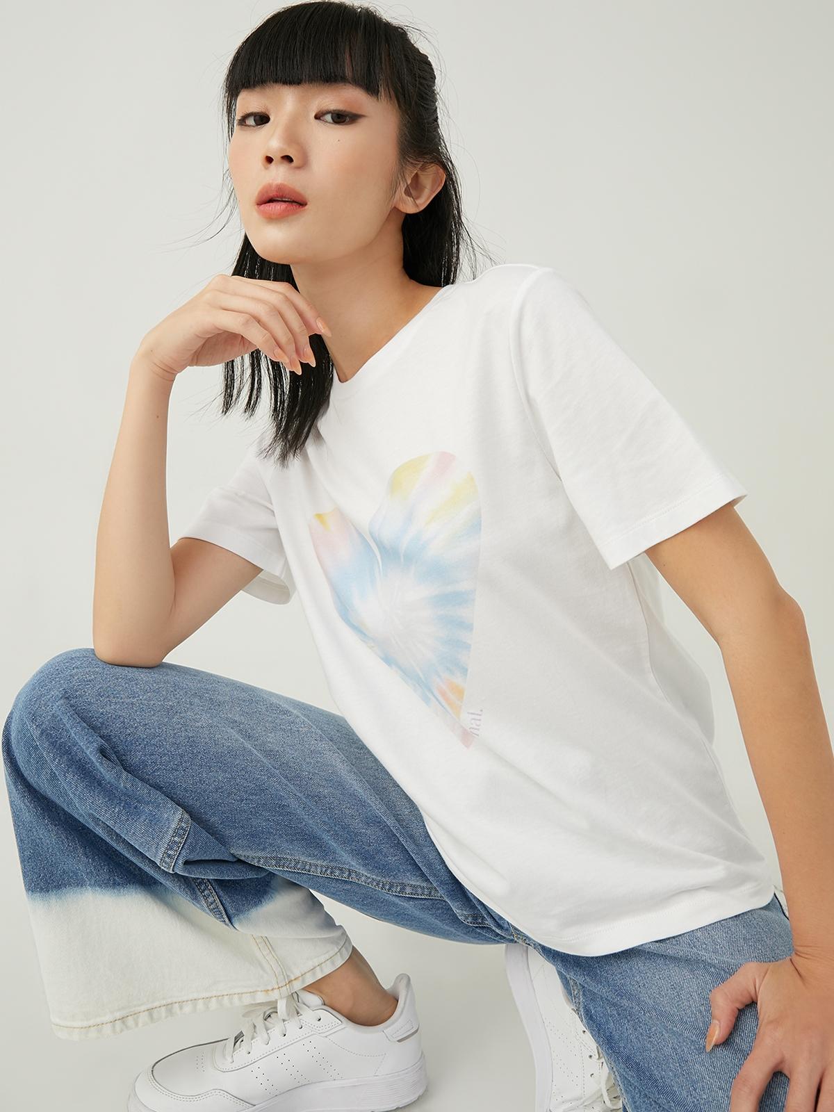 Sustainable Rainbow Heart Graphic Tee - White