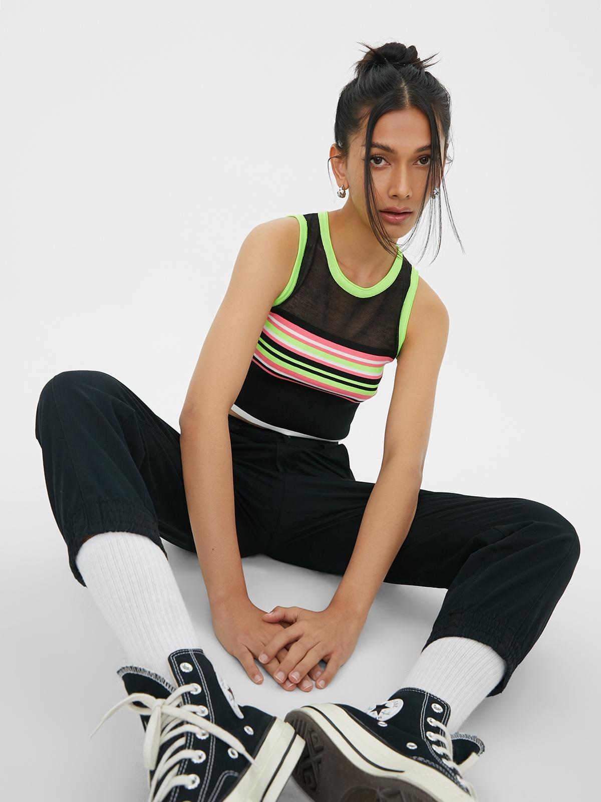 Stripe Crop Top - Black