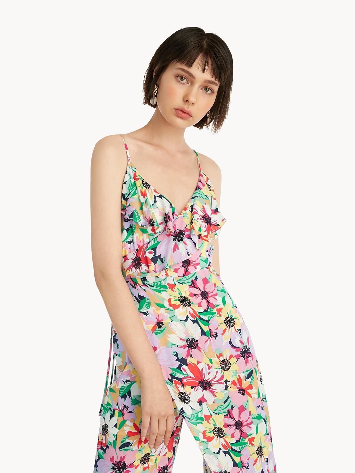 Strappy Floral Jumpsuit - Pink