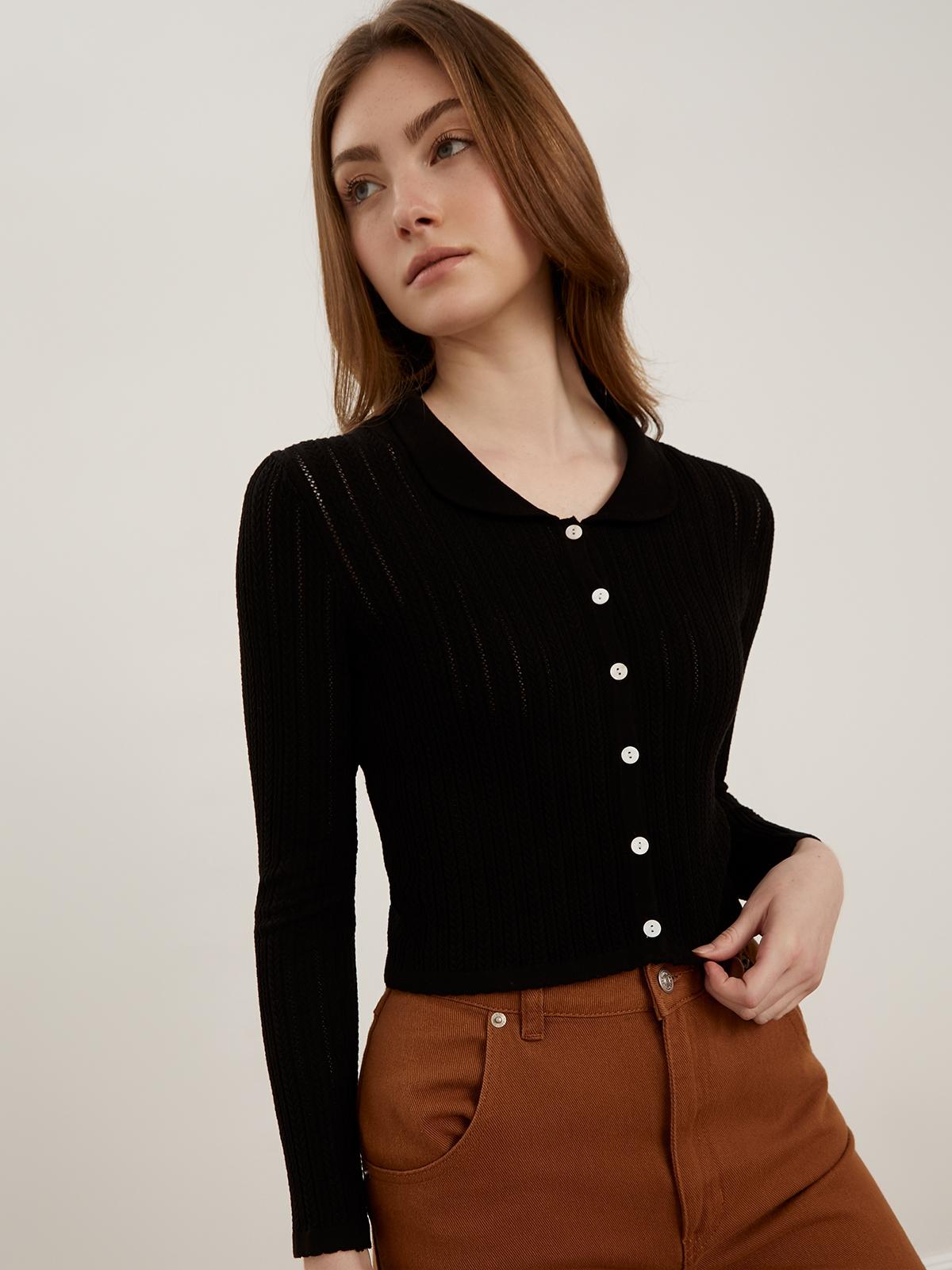 Peter Pan Cardigan - Black