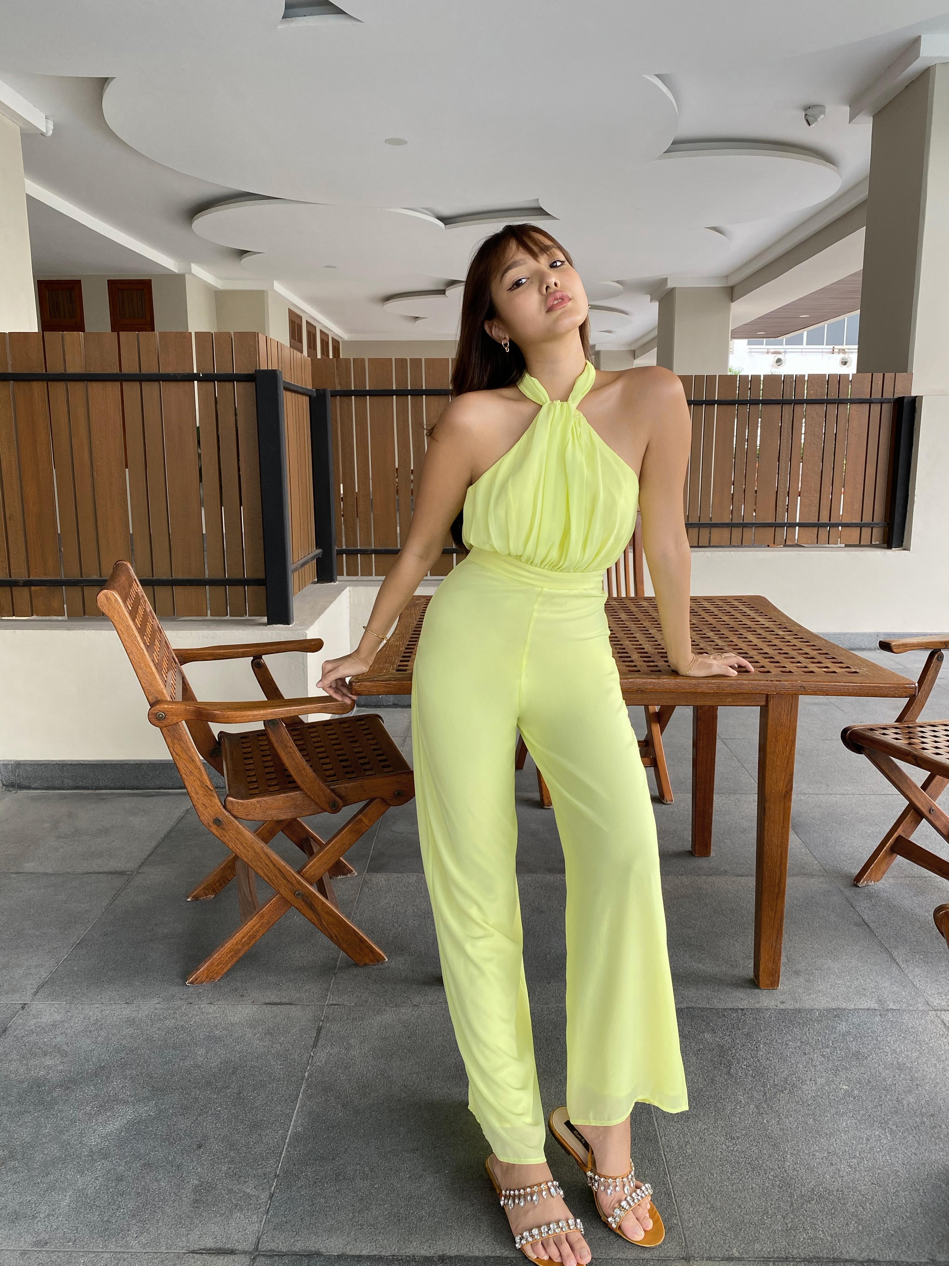 Halter Neck Jumpsuit - Yellow
