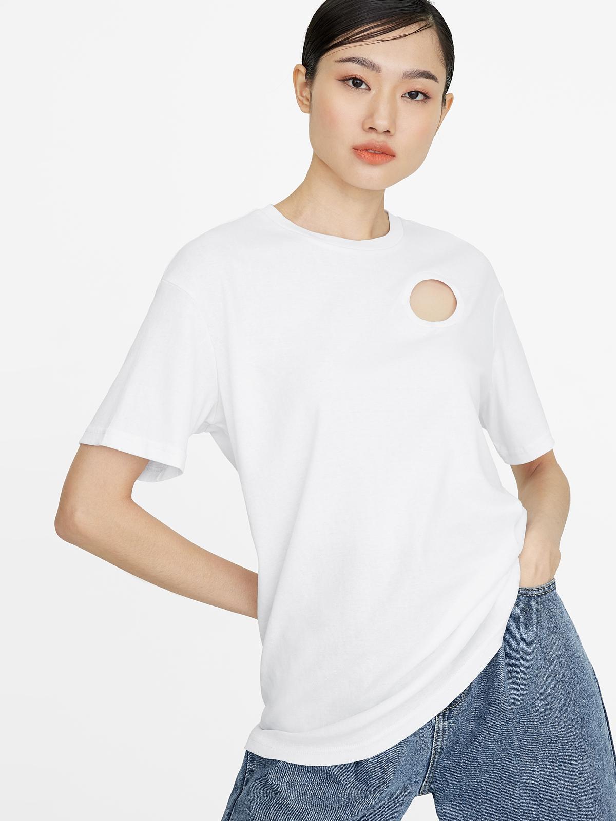 Circle Cut Out Tee - White