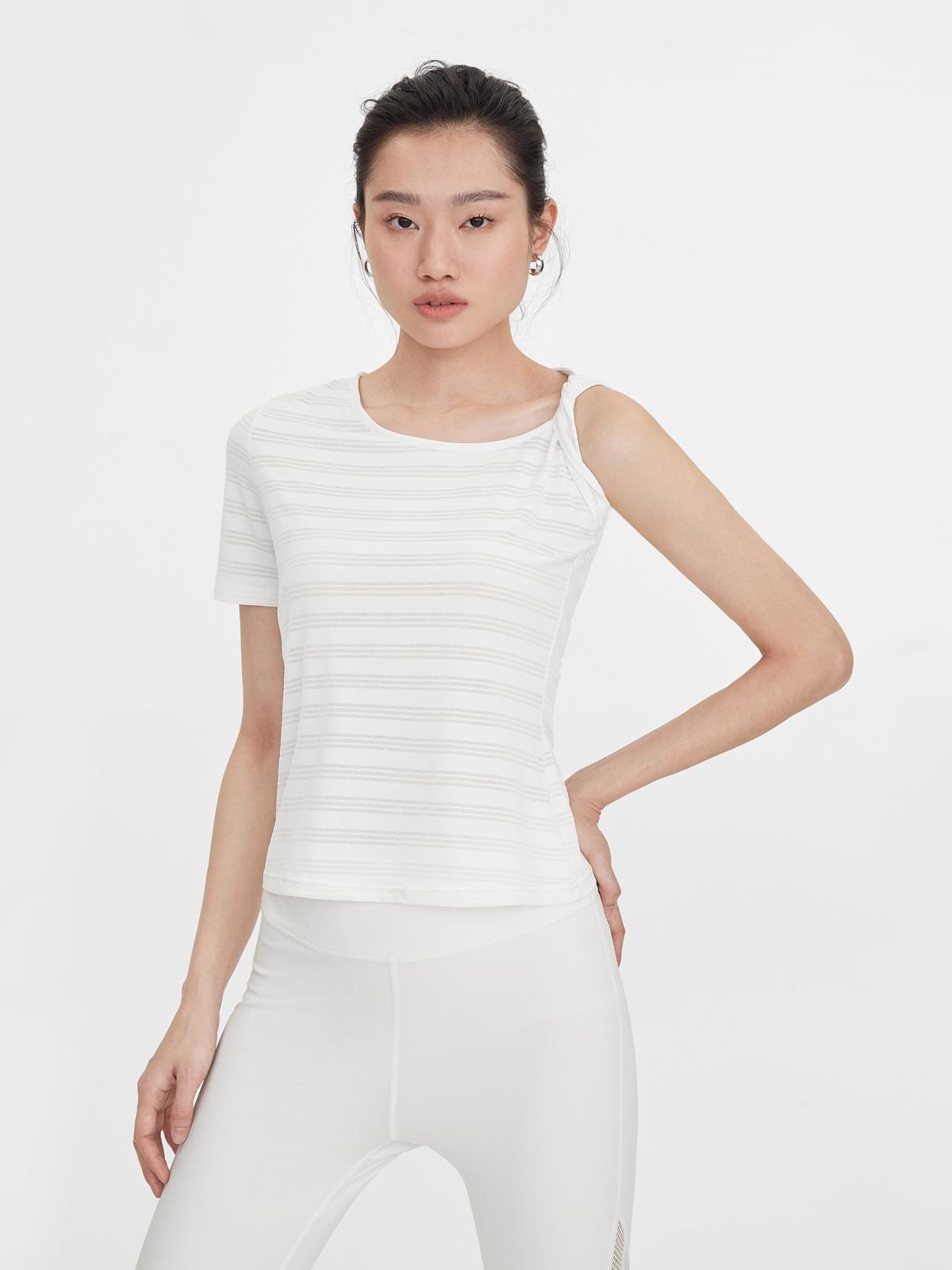 One Side Rolled Up Sleeve Tee - White