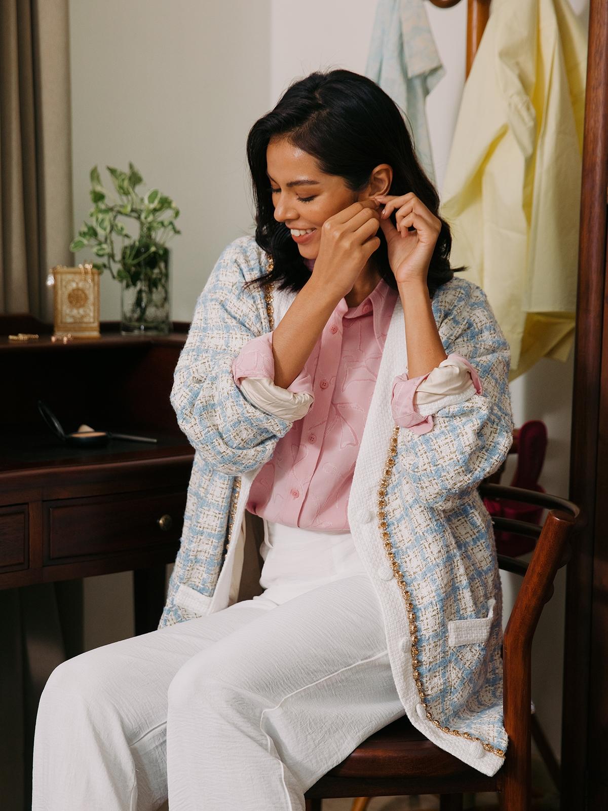 Floral Pattern Button Up Shirt - Cold Pink