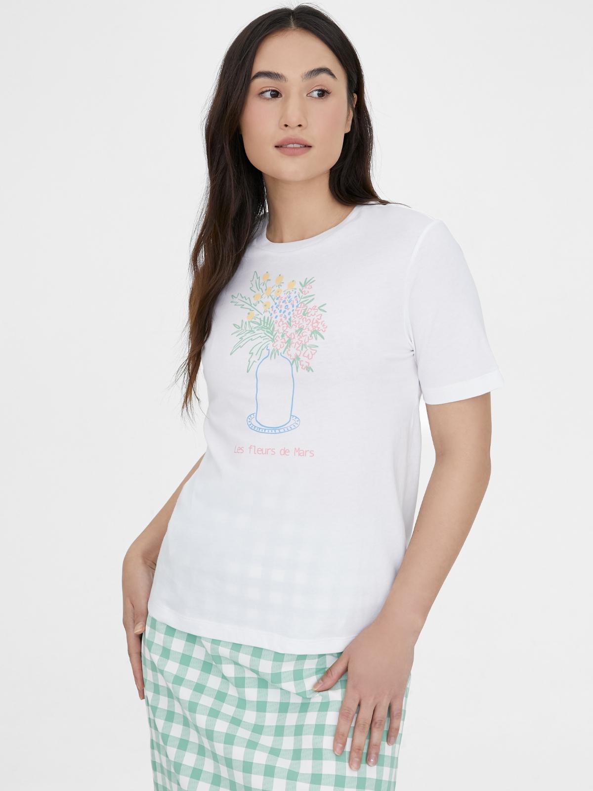 Sustainable Cotton Les fleurs de Mars Tee - White