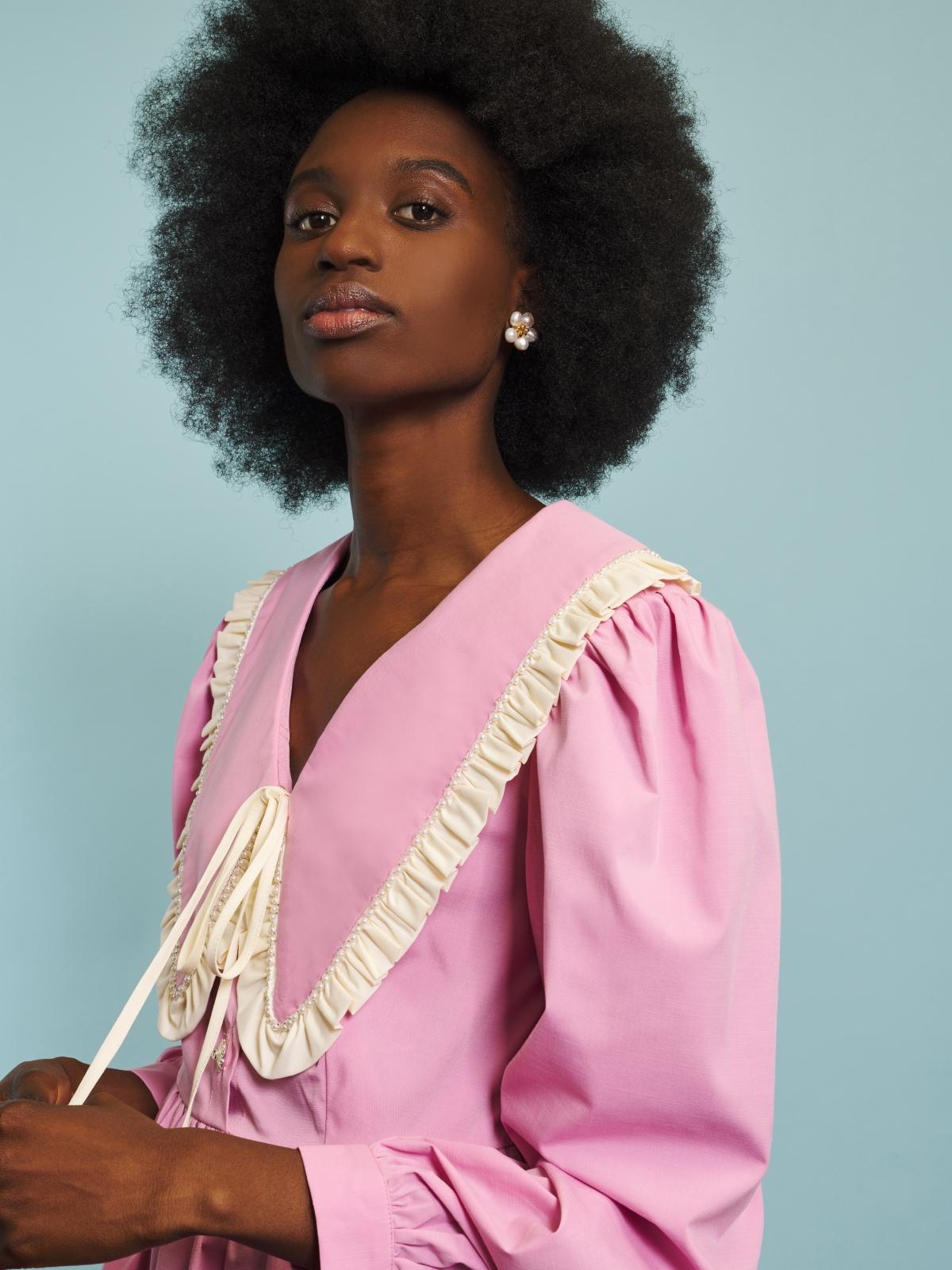 Farmyard Collar Mini Dress - Pink