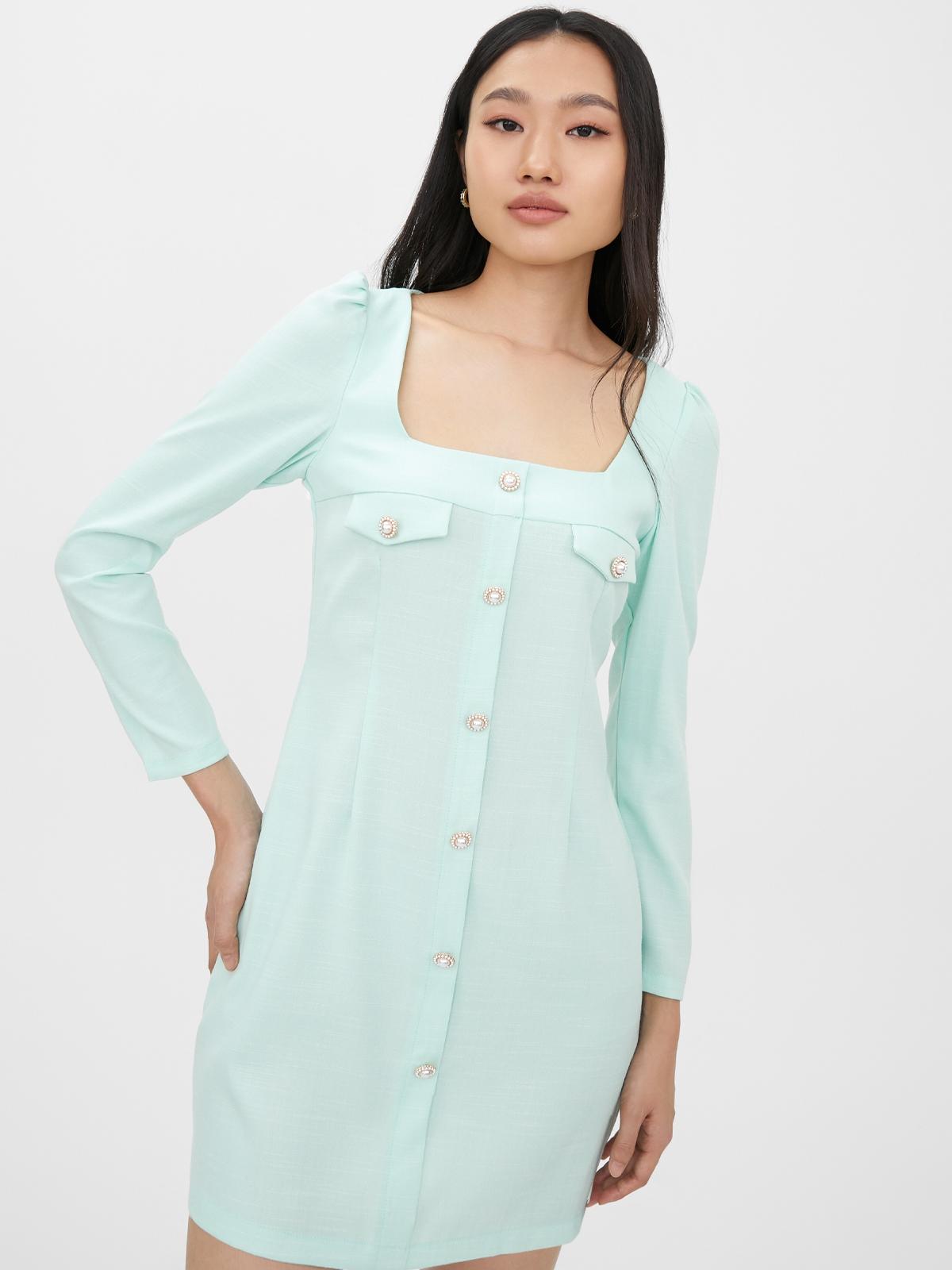 Long Sleeve Mini Dress - Mint Long Sleeve Mini Dress - Mint