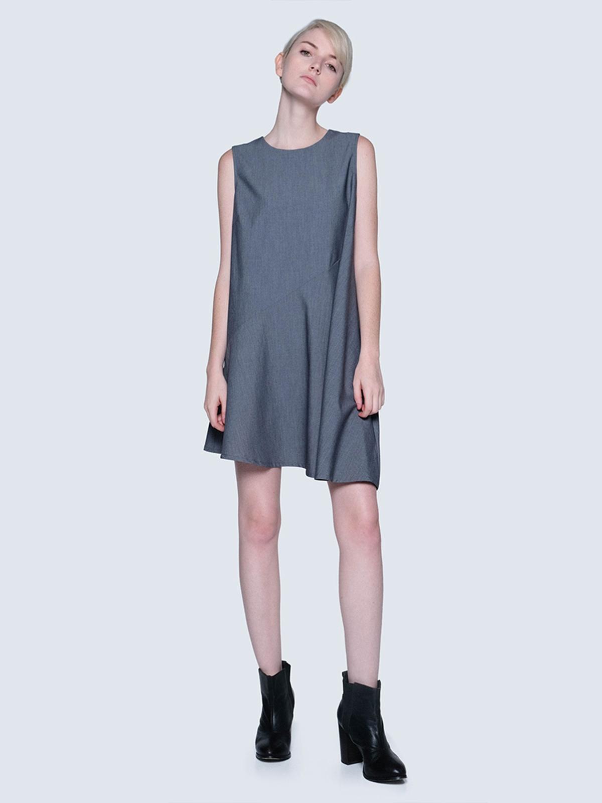 Carson Asmmetric Sleeveless Dress - Grey
