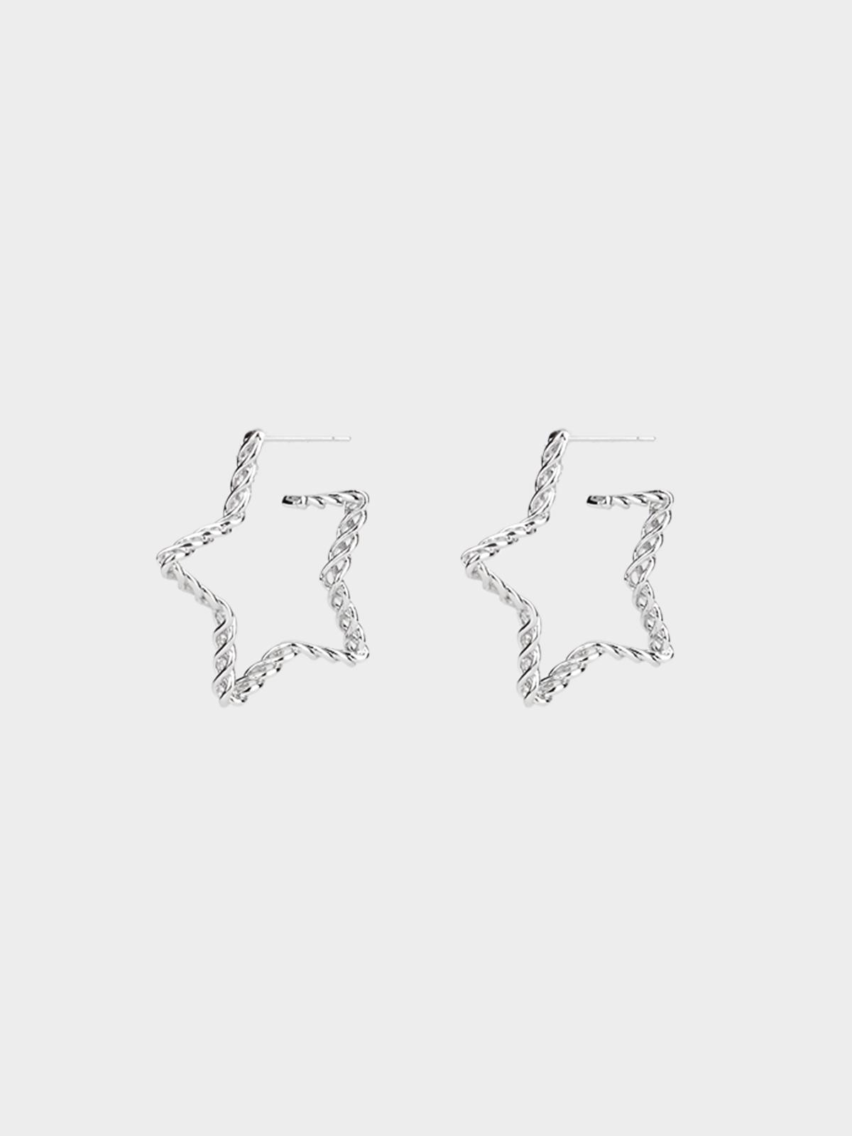 Twisted Star Earrings - Silver