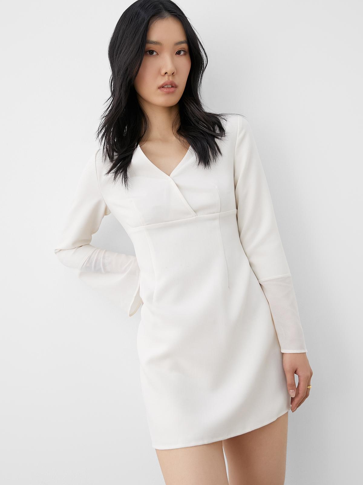 Surplice Neckline Mini Dress - Off-White