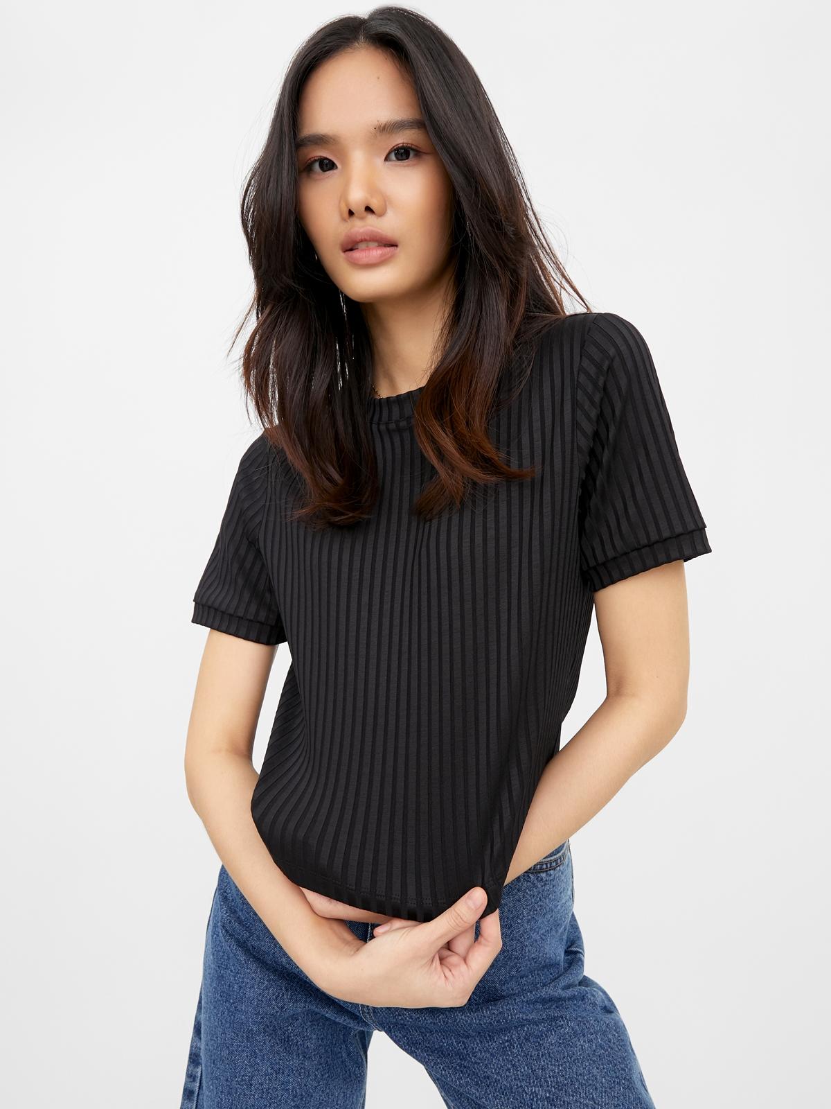 Textured Short Sleeve Top - Black
