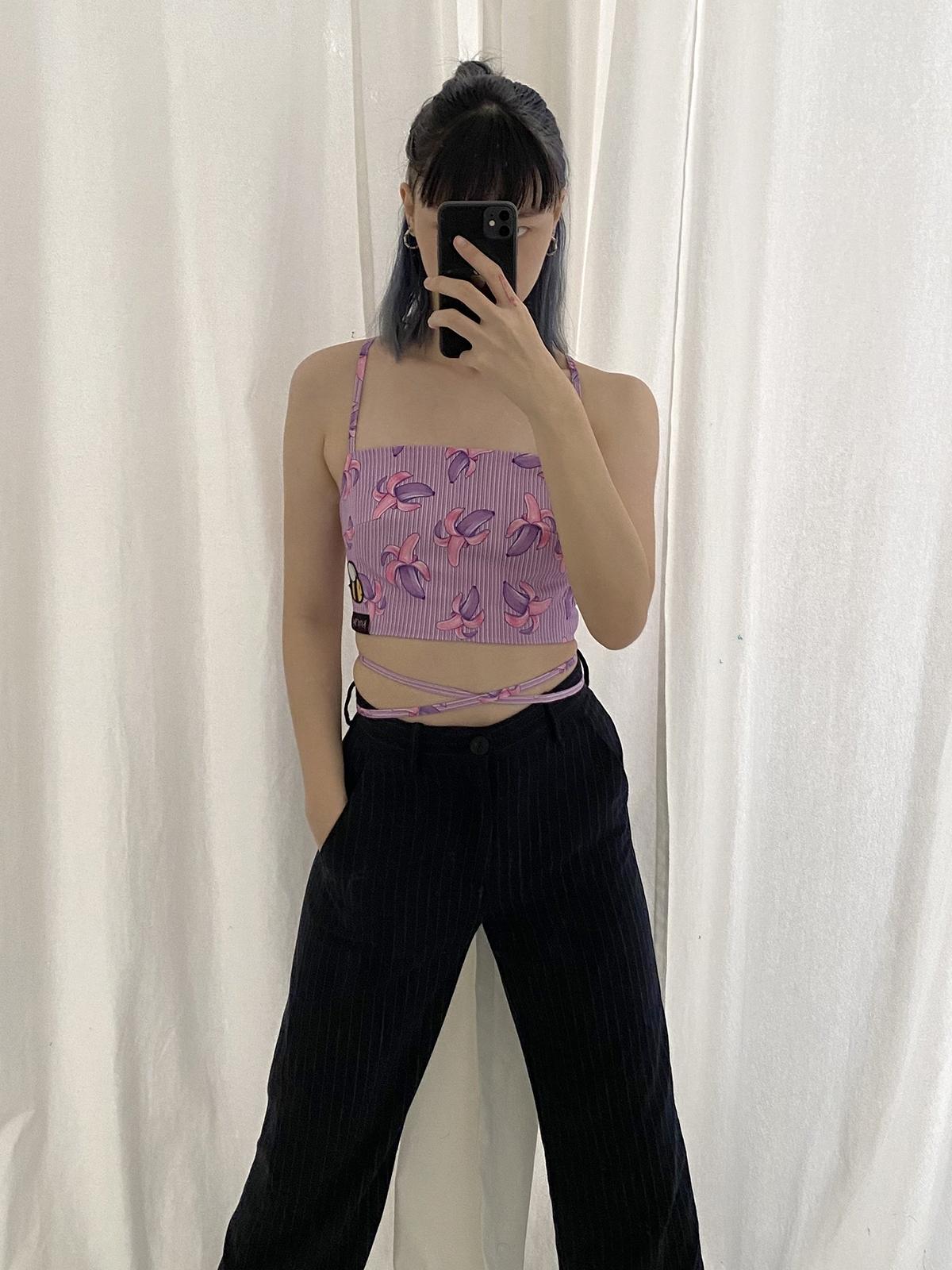 Floral Quilt Bralette - Purple