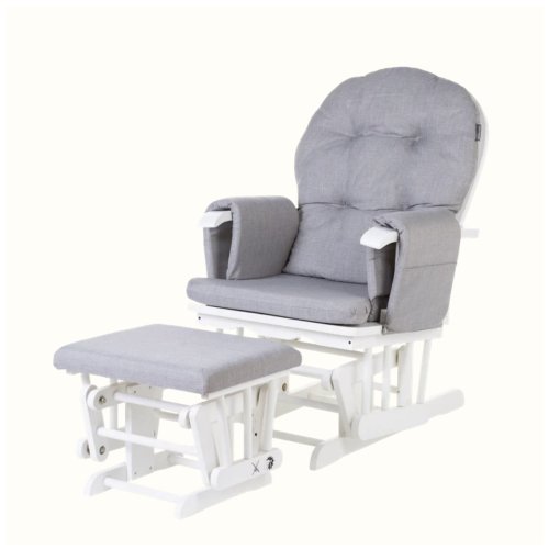 Childhome Gliding Chair Round Beech Canvas - Grey With Footrest