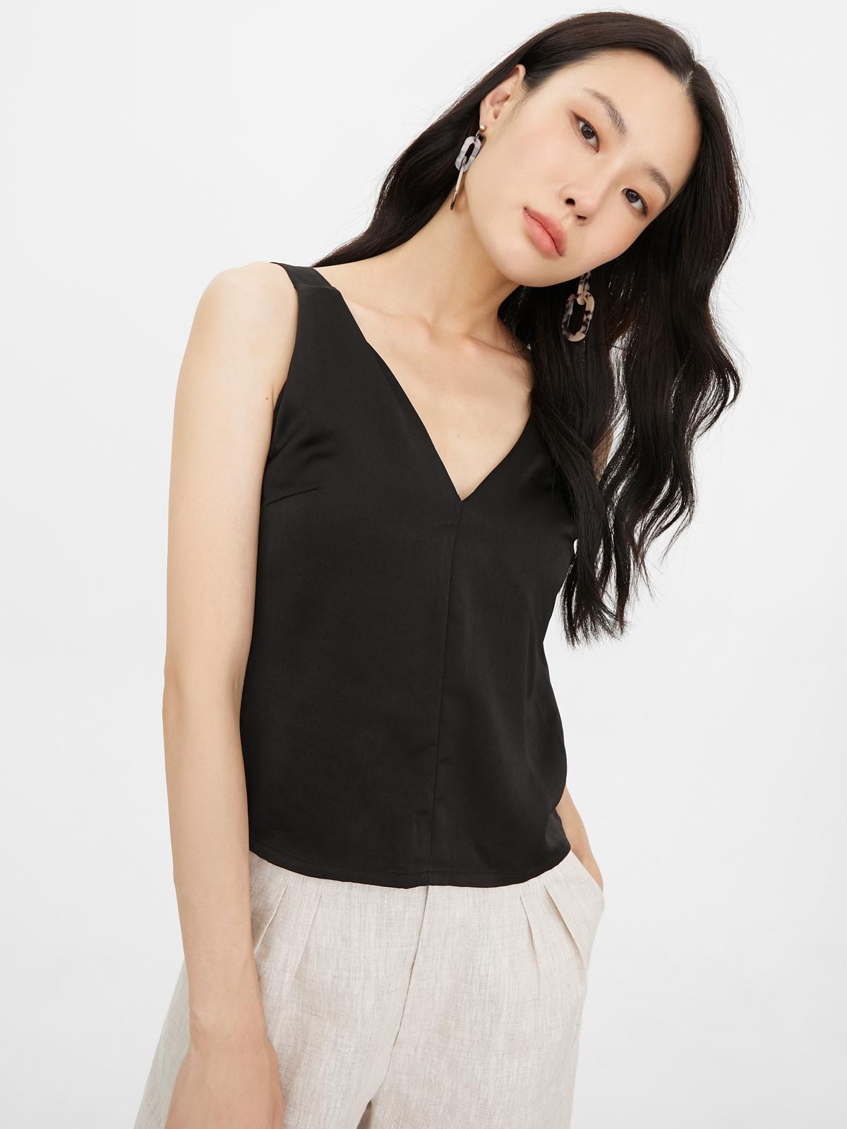 V-Neck Cami Top - Black