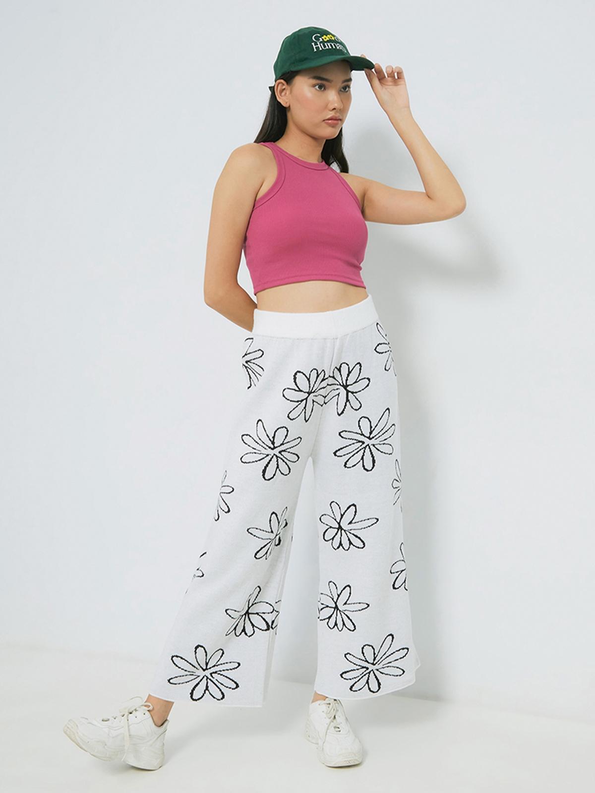 Sea Anemone Knit Pants - White